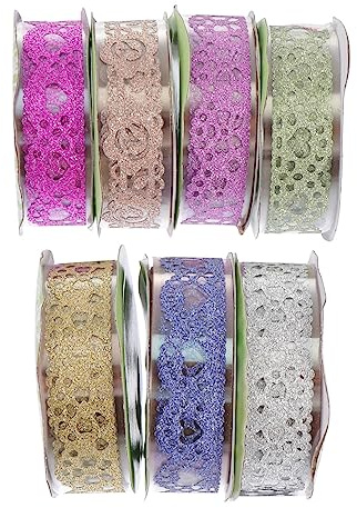HAPINARY Glitzerndes Dekoratives Klebeband 7 Rollen Bastel Glitzer Selbstklebendes Masking Tape Für Scrapbooking Planer Journal Schule Und Geschenkverpackung 100.00 X 1.50 cm