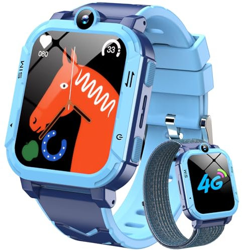 Blackview Smartwatch per Bambini, Smartwatch con Chiamate GPS 4G, Chat Vocale, Videochiamata, SOS, Gioco, Fotocamera, Calcolatrice, Contapassi, Sveglia, per Ragazzi e Ragazze, Batteria da 800 mAh
