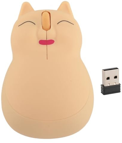 ciciglow Souris sans Fil en Forme de Chat, Jolie Souris de Bureau sans Fil pour 10 avec 1600 DPI (Yellow)
