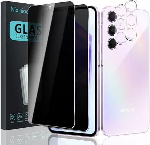 [2 + 2 pièces] Protection D'écran Anti-Espion pour Samsung Galaxy A55 2 Pièces Privacy Film Protection et 2 Pièces Caméra Arrière Double Protection,Écran Privé Protecteur