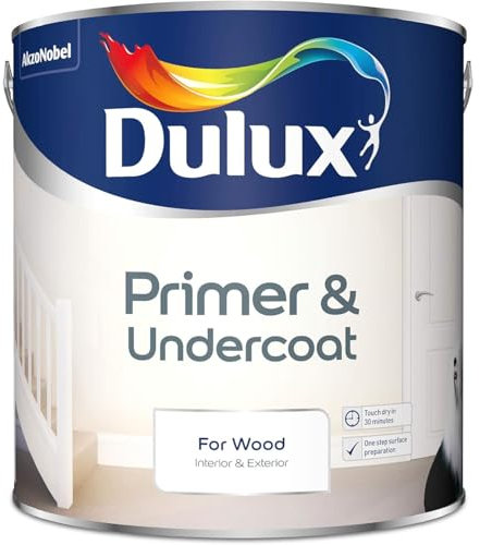 AMK® Dulux Primer & Undercoat Paint For Wood White 2.5L Water Based Formula Interior Exterior Application Quick Dry Low Odour