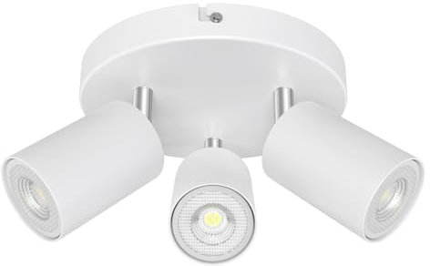 LED GU10 Deckenleuchte 3 Flammig,Deckenstrahler und Wandstrahler Schwenkbar 350°,Spotlight Lampe Deckenlampe für Wohnzimmer Schlafzimmer Küche,Weiße Scheibe(Enthält 3 x 5W Warmweiß GU10 Glühbirnen)