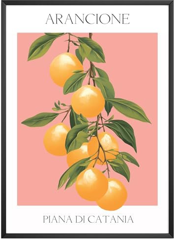 MJ-GRAPHICS® Poster Orange Bilder Zitrusfrüchte Obst Kunstdruck Küche Bild Orange A3 Küchenbilder Wohnzimmer Poster Wandbilder Wohnzimmer Bauernhof Gartendekoration Küche Esszimmer - ohne Rahmen