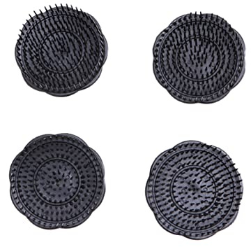 Kopfhautmassagebürste 4 Stück Kunststoff Schwarze Kopfhautmassage | Kopfmassage Bürste, für Haarpflege und Sanfte Reinigung, Hair Types, Kompakt für Dusche