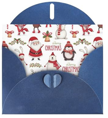 Yiyilong Weihnachtsgrußkarte mit Perlenpapier, Weihnachtsmann-Druck, Grußkarte, Notizkarten für Weihnachten, Geburtstag, Erntedankfest