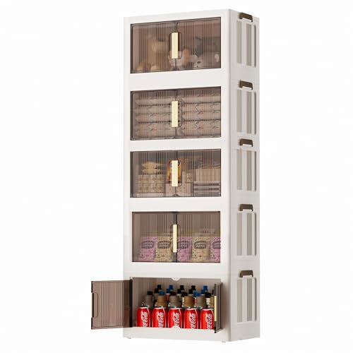 Naviconvex Lot de 5 boîtes de rangement empilables avec couvercle - Organisateur d'armoire à roulettes - Armoire de rangement pliable