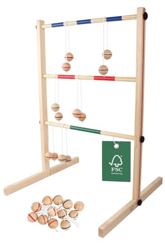 Home It Premium FSC Wood Ladder Golf - Outdoor Throwing Game for Children & Adults - Garden Game - Includes 6 Balls - 88 x 61 x 60 cm