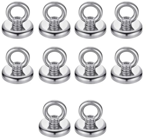 Magnethaken, 10 Stück Neodym Magnete, 16 mm Magnet mit Haken, Öse Magnetische Haken,Neodym Ösenmagnet, für Kühlschränke Küchen Garage Camping