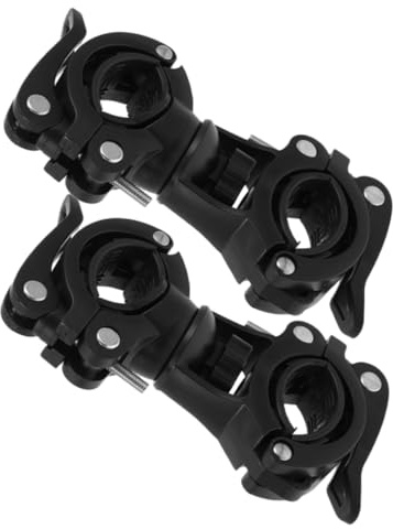 ifundom 2 Stück-Pack Fahrradlampenhalterung mit Doppelloch Design Universelle Lenkerhalterung aus Kunststoff und Metall Leichte Quick Release Montage für Mountainbike und Cityrad