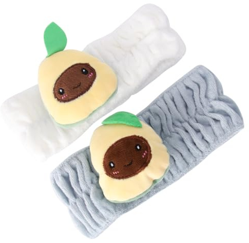 TOPBATHY 2 Stück Kosmetik Stirnband mit Avocado Design Elastisches Gesichtsstirnband aus Stoff Hält Haare Beim Waschen oder Spa Weiß Geeignet für Mädchen