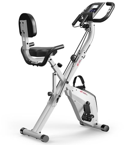 GartistGo 3-in-1 Klappbar Heimtrainer Fahrrad, Magnetischer Hometrainer mit 8-Stufen Widerstand, Widerstandsbändern, Hometrainer Fahrrad bis 150 kg für zuhause, Cardio Training Home Gym (Weiß)