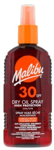 Malibu Sun SPF 30 Non-Greasy Dry Oil Spray, High Protection, Water Resistant, 200ml