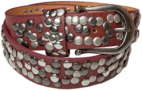 styleBREAKER Damen Nietengürtel 4 cm | Kunstleder mit bunten Nieten | Halbrunde Metallschnalle | Vintage Look für Jeans | Kürzbar