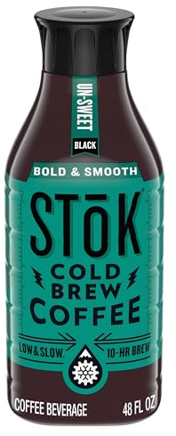 SToK Bold & Smooth Black Unsweetened Cold Brew Coffee, Ready to Drink Bottled Coffee, 48 fl oz