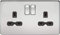 Knightsbridge SFR9000PC Twin Screwless 13A 2G Dp Switched Socket-Polished Chrome with Black Insert, 230 V