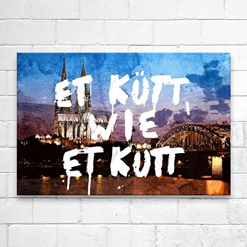 Kunstbruder Wandbild Et Kütt Wie Et Kütt(div. Größen) 3D 4cm - Street Art Kunst Druck auf Leinwand100x150cm