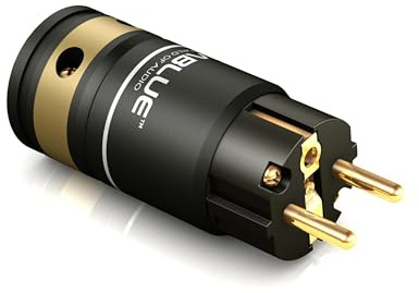 VIABLUE T6s Schutzkontakt-Stecker CEE 7/7 * Stromstecker * 24 Karat echtvergoldet * Ultragrip Beschichtung * Zugentlastung * 1 Stück