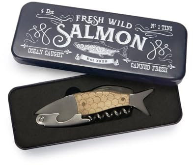 balvi Korkenzieher Wild Salmon Flaschenöffner und Multifunktionswerkzeug Metall-Box Stahl/Holz