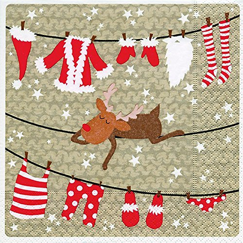 20 Servietten Elch Schneeflocken Advent Weinachten Christmas 33x33 cm