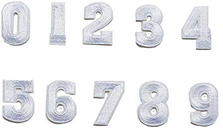 Aufnäher/Aufbügler / Aufbügler mit Zahlen 0-9, Weiß, 10 Stück