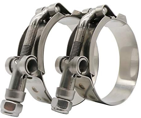 Roadformer 2.75 T-Bolt Hose Clamp - Working Range 75mm - 83mm for 2.75 Hose ID, Stainless Steel Bolt, Stainless Steel Band Floating Bridge and Nylon Insert Locknut (75mm - 83mm, 2 Pack)
