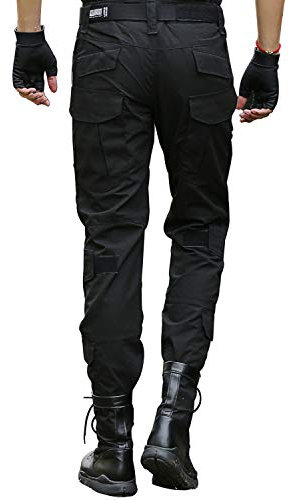 LHHMZ Militärische Taktische Kampfhose für Männer Outdoor Adventure Camouflage Schwarze Hosen Jagdhose mit Knieschützern schießen