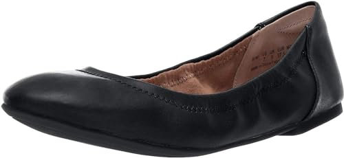 Amazon Essentials Damen Ballerinas Belice Zum Hineinschlüpfen, Schwarz Kunstleder, 44.5 EU Weit