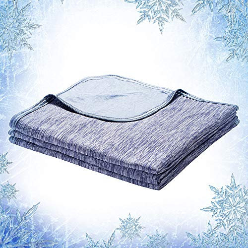Elegear Kühldecke 150 x 200cm, Japanische Arc-Chill 3.0 Q-Max>0,5 Kühlfasern Selbstkühlende Sommerdecke, Doppeltes Kältegefühl absorbiert Körperwärme, kühlende Decke für Menschen Dünne Wohndecke Blau