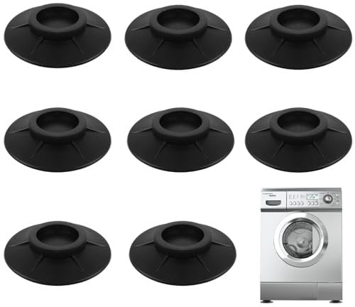 Anti-Vibration Mat for Washing Machine, 8 x Anti-Vibration Washing Machine Mats, Anti-Vibration Mat for Dryer, Refrigerator, Furniture (10 cm, Black)