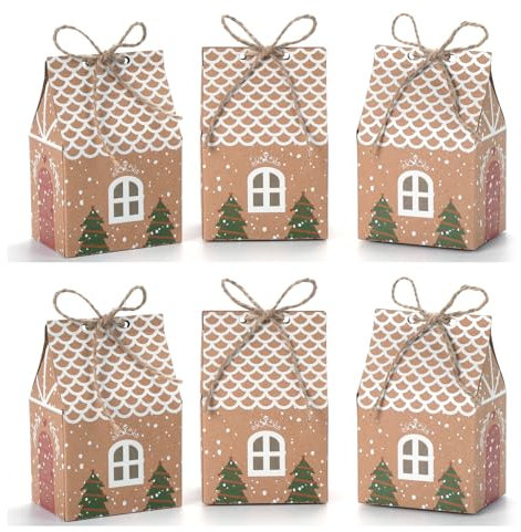 HSEAMALL 50 Stück Geschenktüten Weihnachten Papiertüten klein geschenkboxen Kraftpapier Geschenkbox Süßigkeiten Box Gastgeschenke Hochzeit Kleinigkeiten für Adventskalender zum Befüllen
