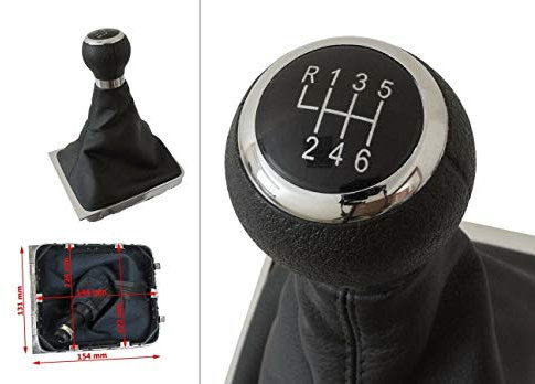 Exklusiver Edition Schaltknauf in Schwarz/Naht Schwarz / 6-Gang Passat 3C B6 / B7 / CC