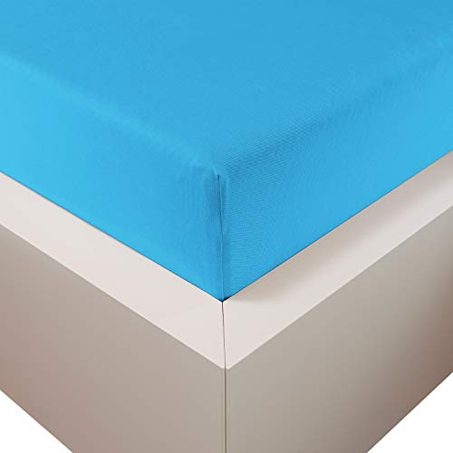 Traumschloss Spannbetttuch »Premium Plus« Mako Baumwolle mit Lyocell & Elasthan | Edel-Jersey | wärmt im Winter & kühlt im Sommer | türkis | 90-120x200-220cm