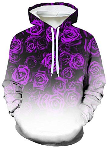 Laizs Felpe novità Felpa Tasca Sweatshirt Unisex Pullover Coulisse 3D Hoodie con Cappuccio Funky Stampato Rosa Viola A4084,6XL