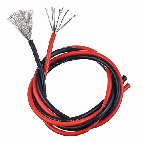 BOJACK 14 Cable de silicona de calibre 10 pies rojoy 10 pies negro 14 AWG Cable de cobre trenzado flexible (paquete de 1 par)