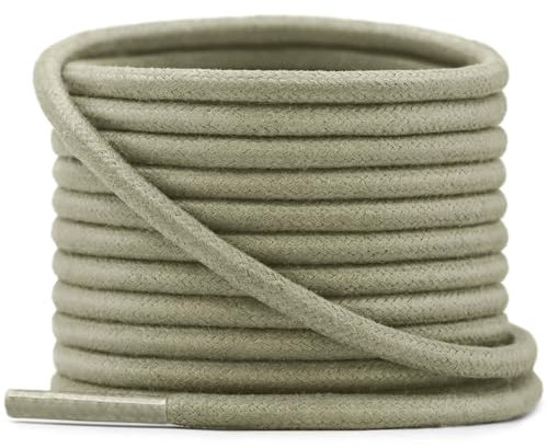 YFINE Lot de 2 paires de lacets ronds cirés pour chaussures, 09 Vert armée, 43.3 Inch (110CM)