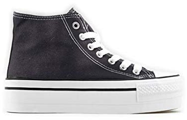 MODELISA - Zapatillas Deportivas con Plataforma para Mujer (Negro/Lona, Numeric_38)