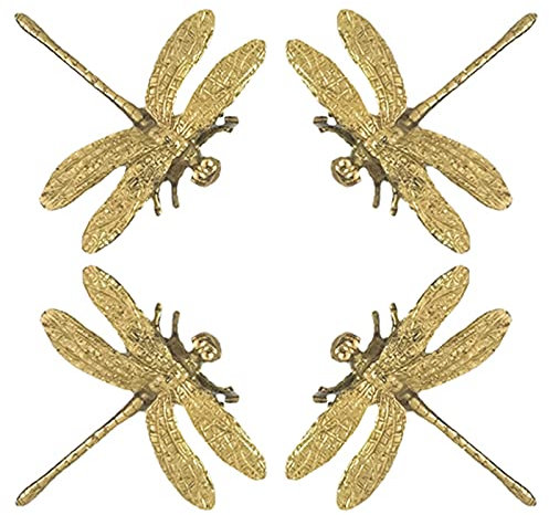 MOROBOR Schrankknäufe aus Messing, Libelle, 4 Stück, Tier-Einzelloch-Griff, Messing-Knauf, dekorative Kommode, Schubladengriff