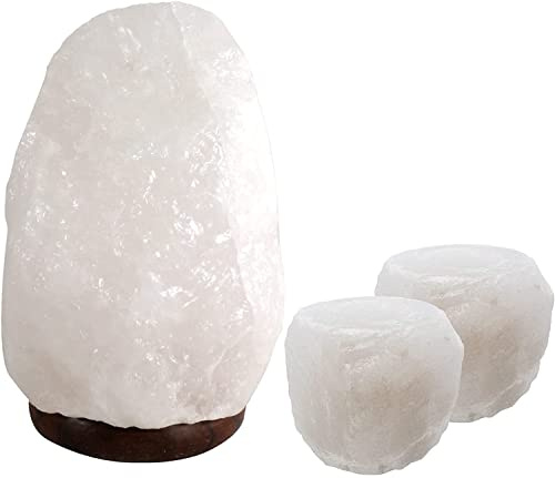 SudoreWell® Salzkristall Lampe Salzlampe Halit Natur 2-3 kg Plus 2 x Teelichthalter Halit aus der Salt Range Pakistan by Salzarena