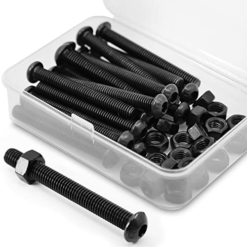 (20 Sätze) M6 x 50mm Schrauben und Muttern Set Halbrundkopf-Innensechskantschrauben 10,9 Grade legierter Stahl Vollgewinde