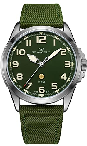 SEA-GULL 2022 Automatische Mechanische Militär Uhr Gedenkausgabe für Herren Armee, Grün, Armband