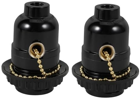 Uonlytech 6 Stücke Halter zu& E Basis Verwenden Retro Steckdose mit Hellem Kunststoff Steckdose Schraube Zimmer Schlafzimmer Steuerung Schwarze Basiskette Hängende Glühbirne