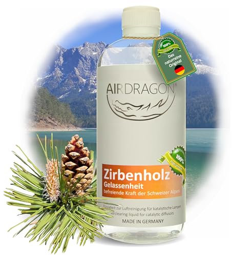 AIRDRAGON ZIRBENHOLZ - katalytischer Raumduft ohne künstliche Duftstoffe - natürlicher Raumduft mit naturreinem ätherischem Duft-Öl für jede katalytische Lampe 1000 ml - Made in Germany