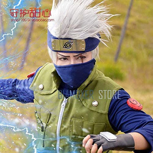 Cosplay Perücken Halloween Cosplay Stirnband Hatake Kakashi Cosplay Perücken für M?nner 35 cm Slivery Kurze Perücken Haarteil