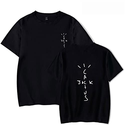 T Shirt Girocollo Manica Corta Hip Hop Rap di Travis Scott, Felpa Allentata Casual Moda Uomo Donna Nera Oversize (3XL,Black)