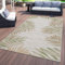 TT Home Tapis Intérieur & Extérieur Beige Vert Balcon Terrasse Motif Feuilles Palmiers Résistant, Dimension:80x150 cm