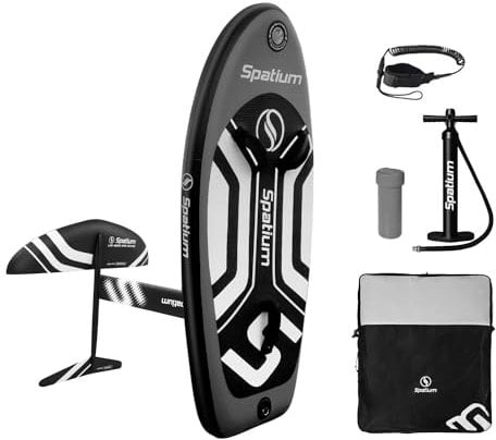 Spatium Hydrofoil Board zum Surfen mit Zubehör Pumpe, Rucksack, Safe Leash, Fix Kit Wing Foil Board Surf 100L Hydrofoil Surfboard Dunkelgrau