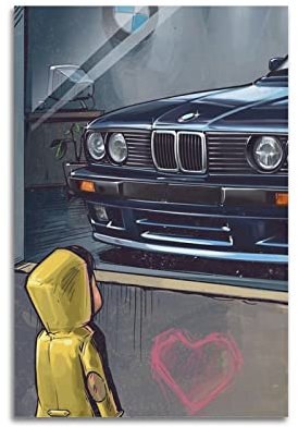 KWID Auto-Poster für BMW E30 M3 Sportauto-Rennauto-Poster, dekoratives Gemälde, Leinwand, Wandposter und Kunstbild, modernes Familien-Schlafzimmer, Dekoration, Poster, 40 x 60 cm