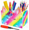 DAGORD Porte-crayon en Bois Coloré pour Enfants Organisateur Crayon Enfant Porte Stylo Licorne Organisateur de Bureau pour Papeterie, Maison, écol