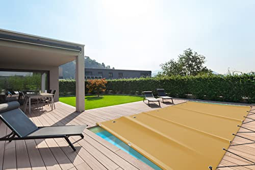 SafeDeluxe Cubierta Enrollable de Lona para Piscinas Cubierta de Seguridad sin Postes (4m x 8m, Beige RAL1014)