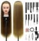 Styling Head 28 inch Hairdresser Training Head 100% Synthetic Fiber Hair Styling Head, Training Head Hairdressing Head with Free Clamp and DIY Braiding Set (#27)